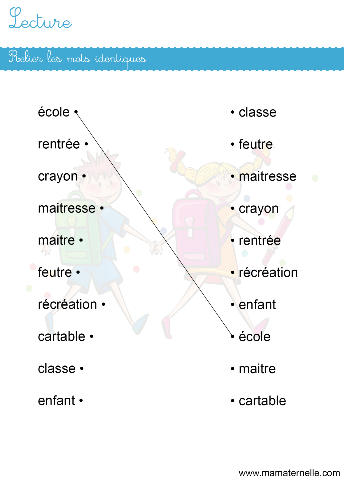 Lettres Relier Les Mots Identiques Ma Maternelle