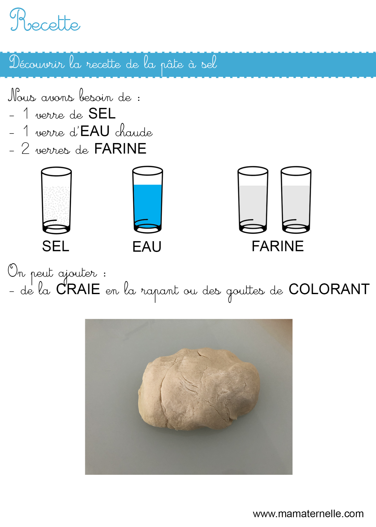 Recette découvrir la pâte à sel Ma Maternelle