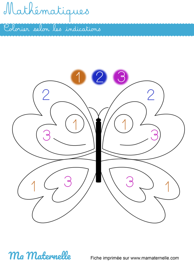 Moyenne section - Mathématiques : colorier en suivant les indications