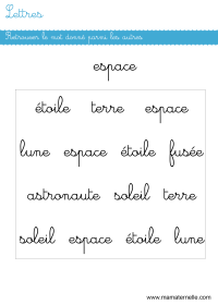 Grande section - Lettres : retrouver le bon mot