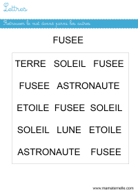 Moyenne section - Lettres : retrouver le bon mot