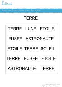 Moyenne section - Lettres : retrouver le bon mot