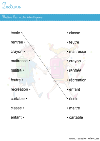 Grande section - Lettres : relier les mots identiques