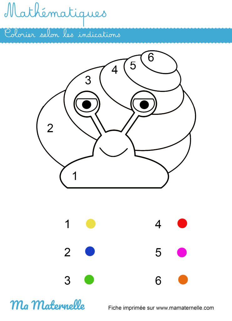 Moyenne section - Mathématiques : colorier en suivant les indications