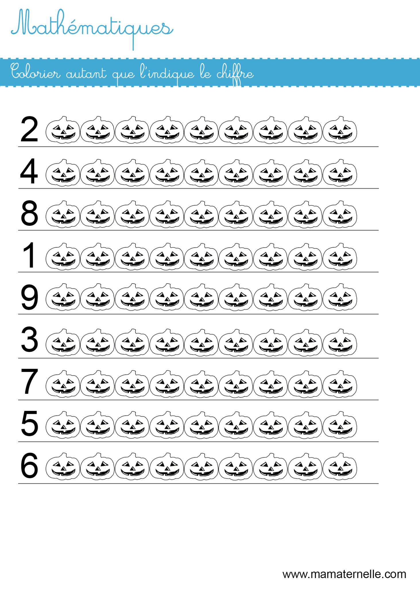 Math Matiques Colorier Autant Que Le Chiffre Ma Maternelle