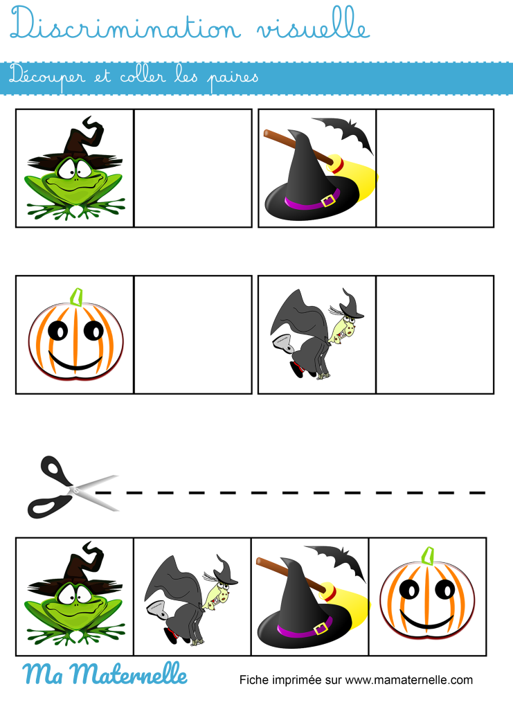 Petite section - Discrimination visuelle : découper et placer les paires
