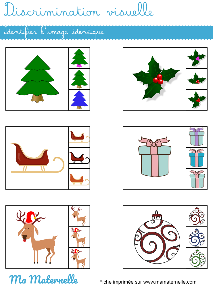 Petite section - Discrimination visuelle : identifier l’image identique