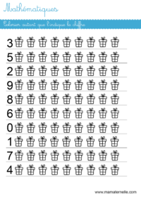 Grande section - Mathématiques : colorier autant que le chiffre