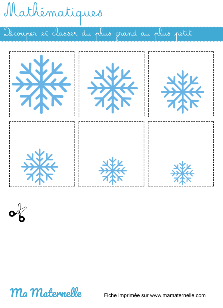 Petite section - Mathématiques : découper et classer par taille
