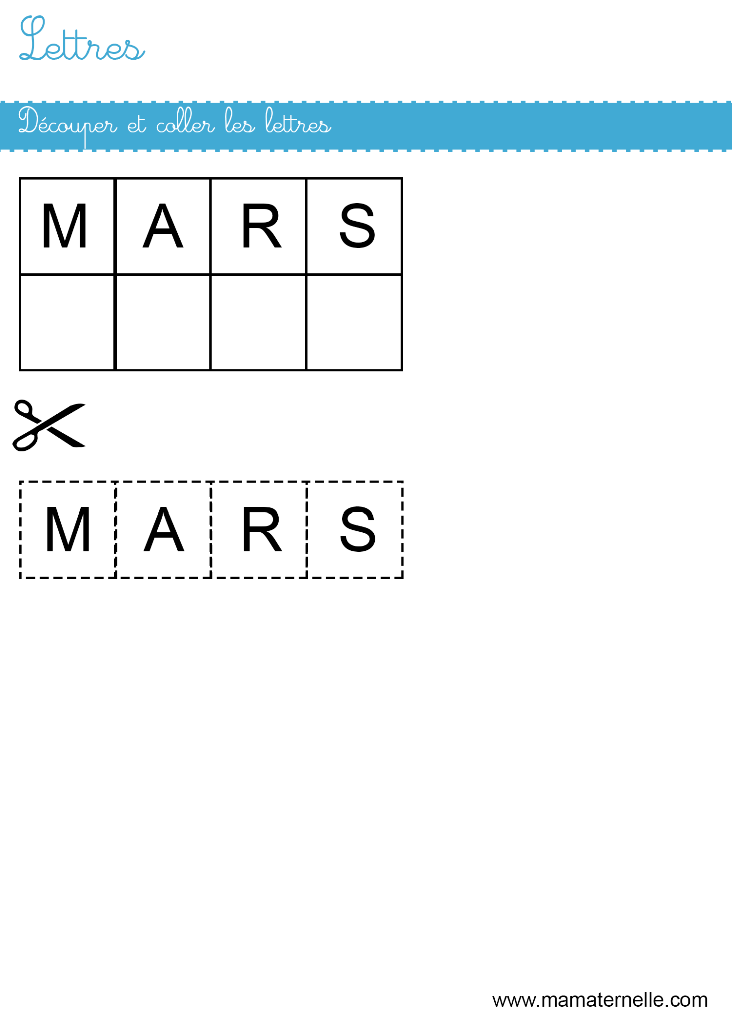 Lettres : découper et coller les lettres - Ma Maternelle