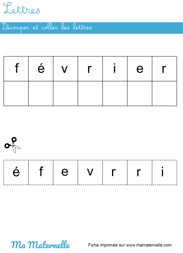 Moyenne section - Lettres : découper et coller les lettres