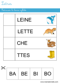 Grande section - Lettres : retrouver la bonne syllabe