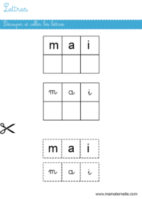 Moyenne section - Lettres : recopier le modèle