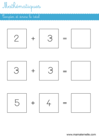 Grande section - Mathématiques : compter et écrire le total