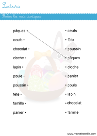 Grande section - Lettres : relier les mots identiques