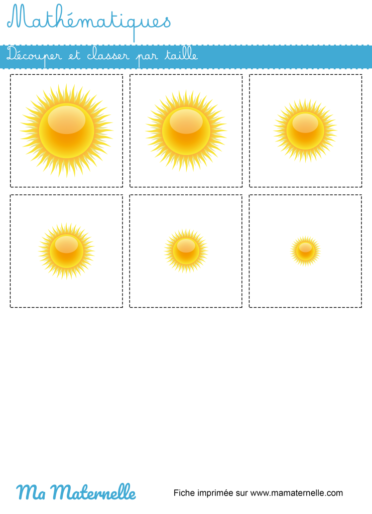 Petite section - Mathématiques : découper et classer par taille