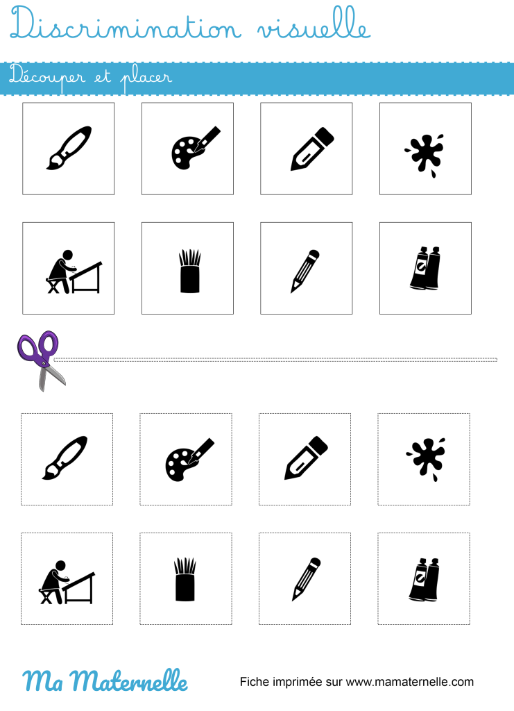 Petite section - Discrimination visuelle : découper puis placer