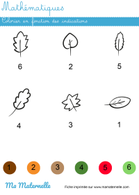 Moyenne section - Mathématiques : colorier selon les indications