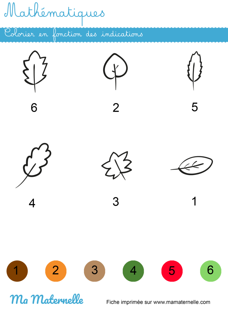 Moyenne section - Mathématiques : colorier suivant les indications