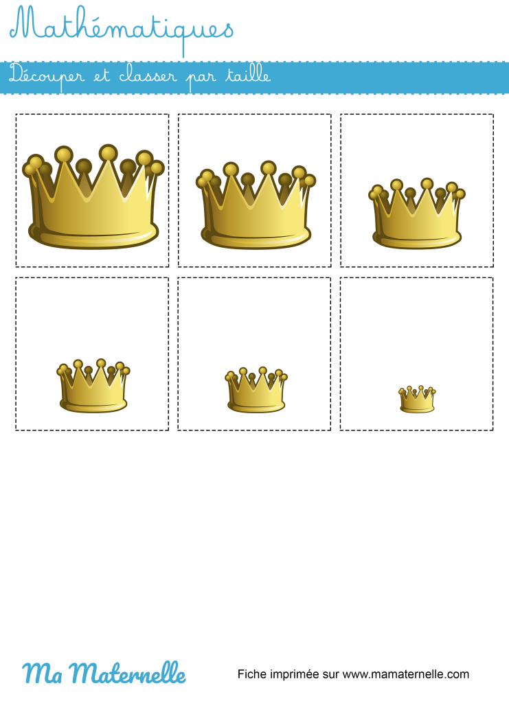 Petite section - Mathématiques : découper et classer par taille