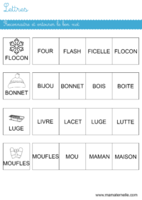 Grande section - Lettres : retrouver les mots identiques
