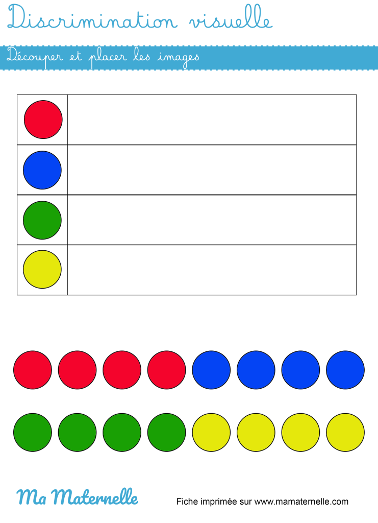 Petite section - Discrimination visuelle : découper et coller