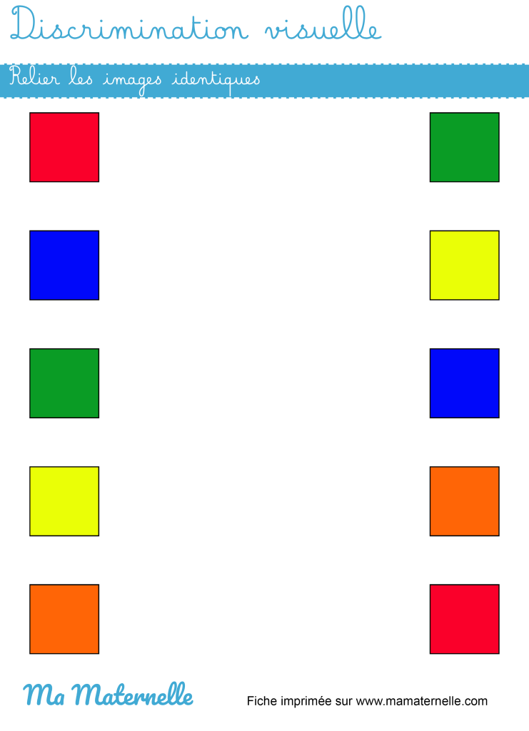 Petite section - Discrimination visuelle : relier les couleurs