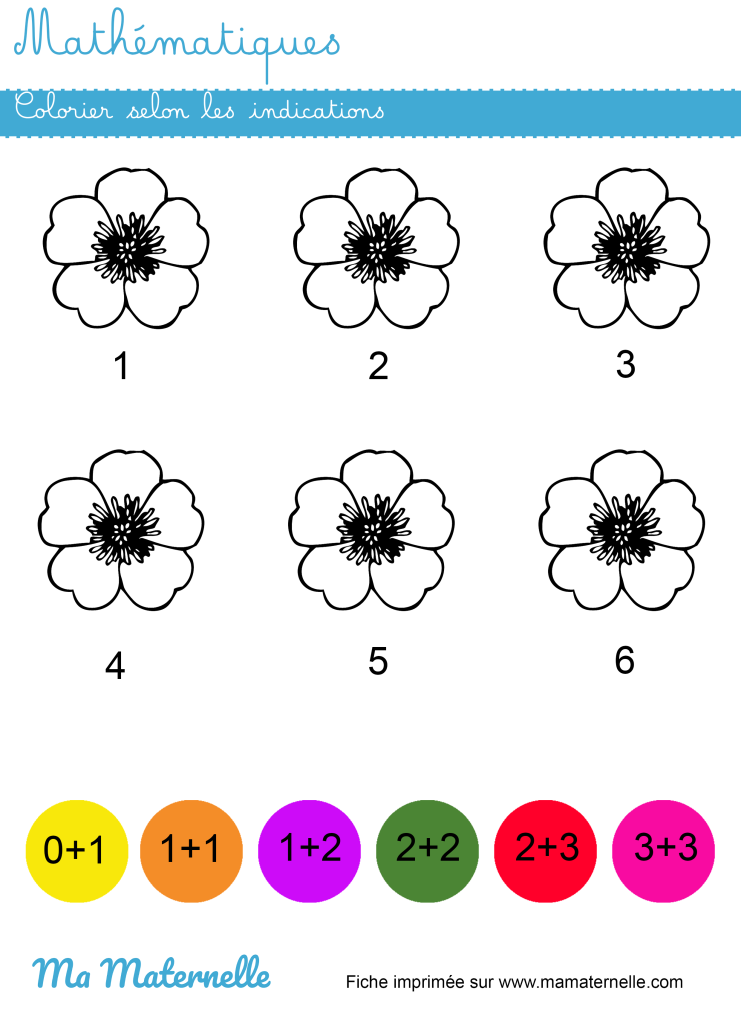 Grande section - Mathématiques : colorier selon les indications