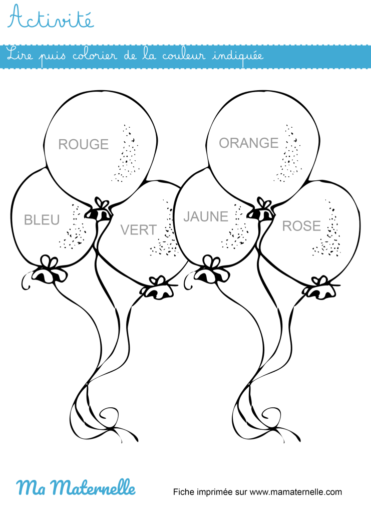 Activités - Activité : colorier de la couleur indiquée