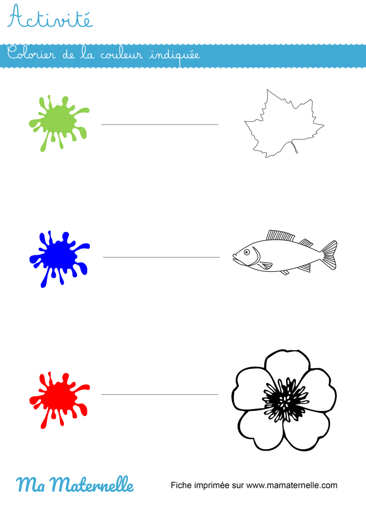 Activités - Activité : colorier de la couleur indiquée