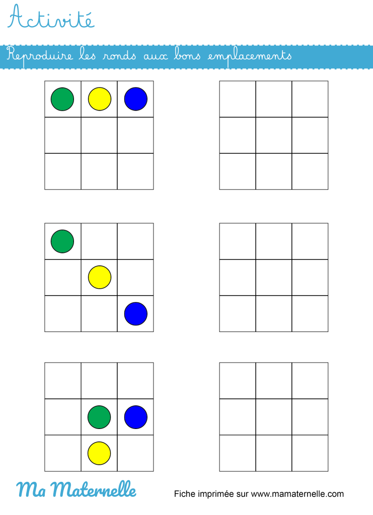 Activités - Activité : reproduire les ronds aux bons emplacements