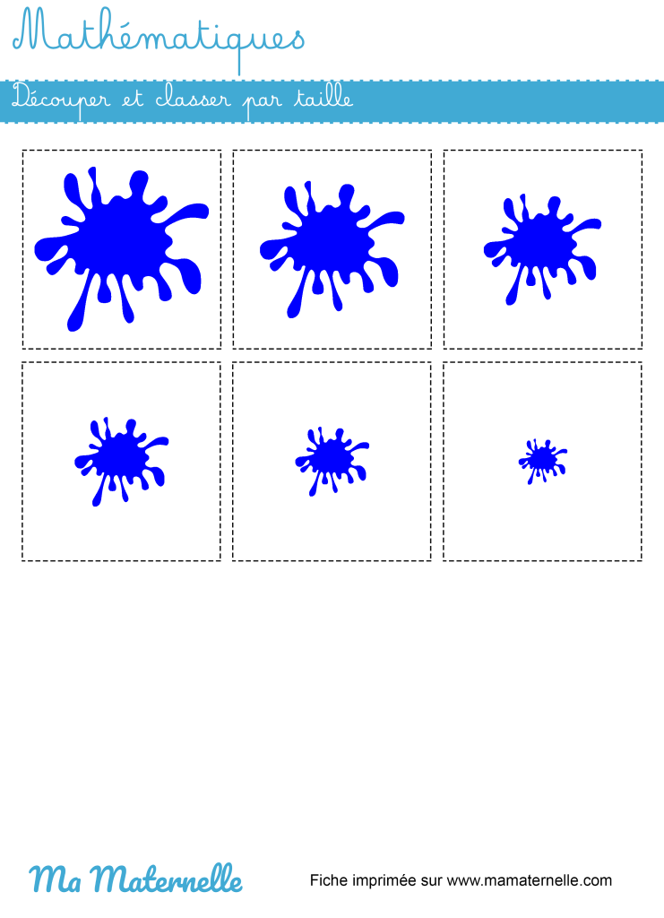 Petite section - Mathématiques : découper et classer par taille