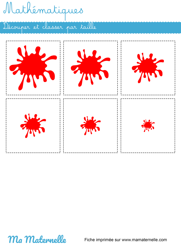Petite section - Mathématiques : découper et classer par taille