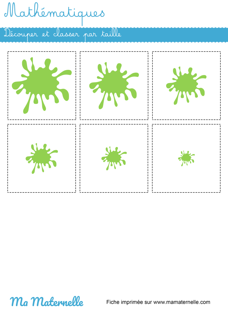 Petite section - Mathématiques : découper et classer par taille