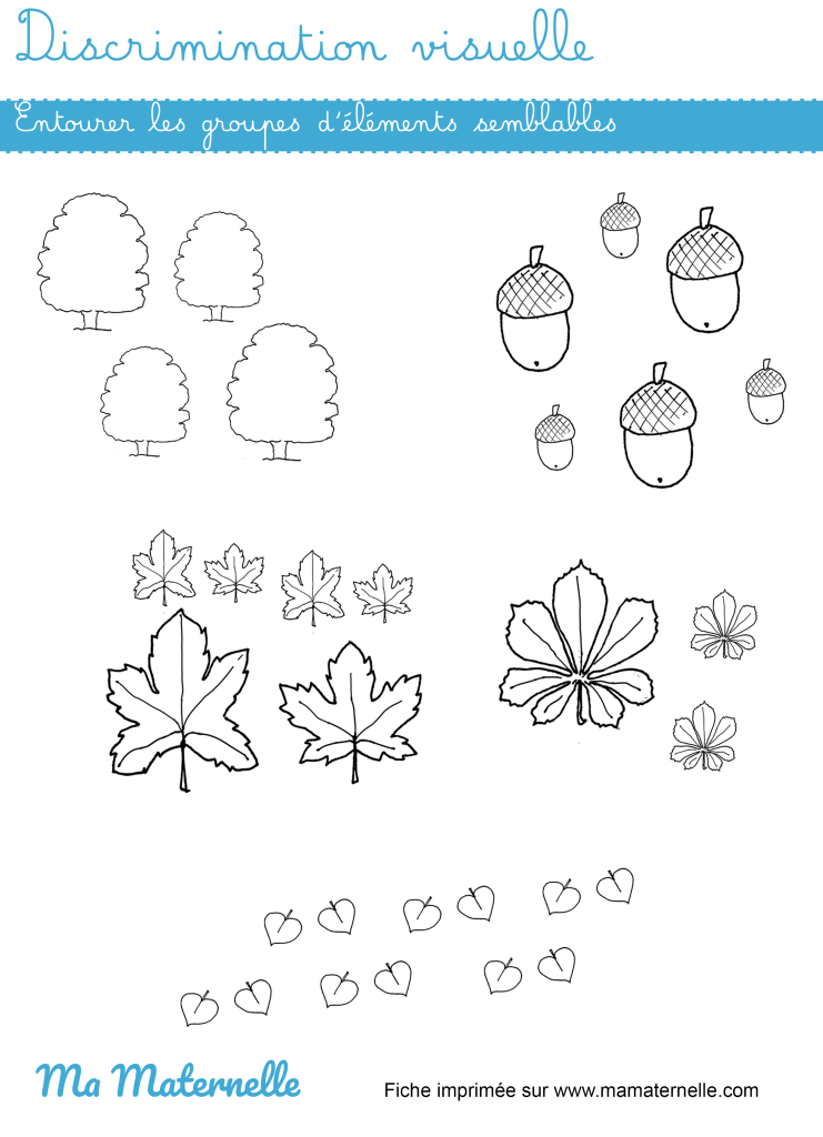 Moyenne section - Discrimination visuelle : entourer les groupes
