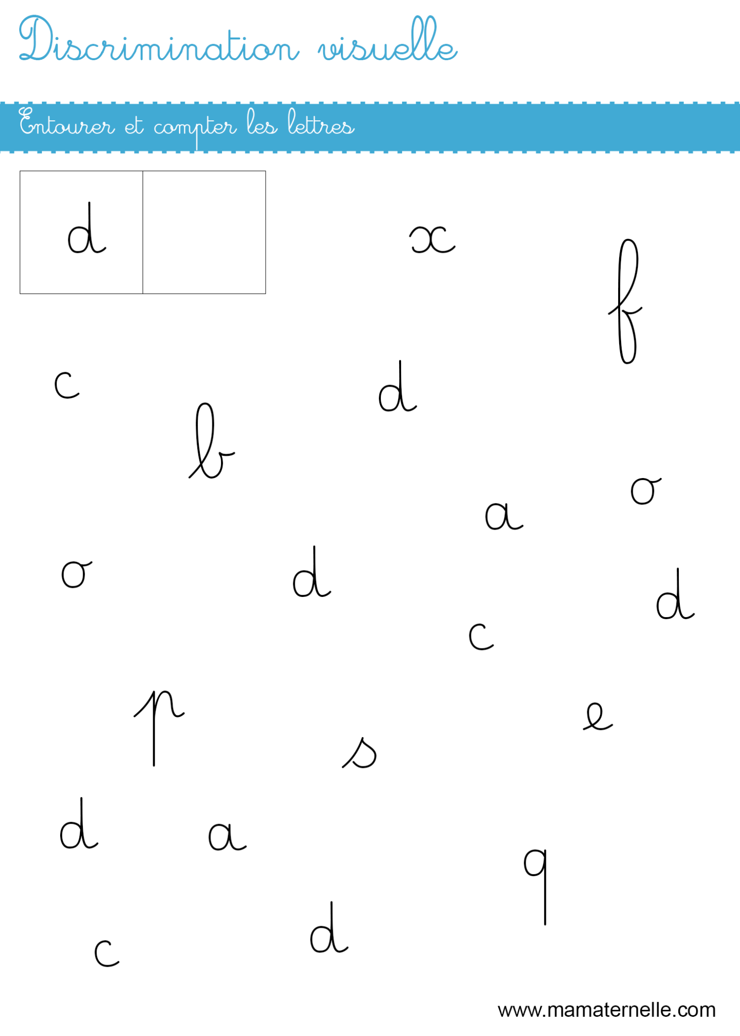 Discrimination Visuelle Entourer Et Compter Les Lettres Ma Maternelle