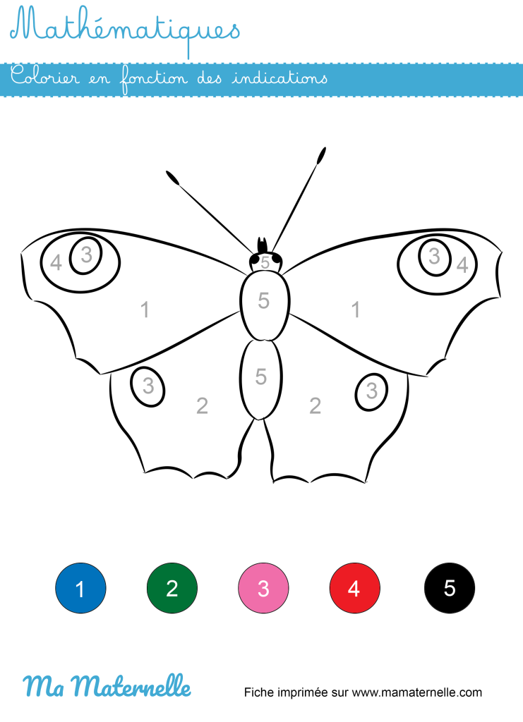 Moyenne section - Mathématiques : colorier en fonction des indications