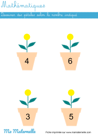 Moyenne section - Mathématiques : dessiner les fleurs manquantes