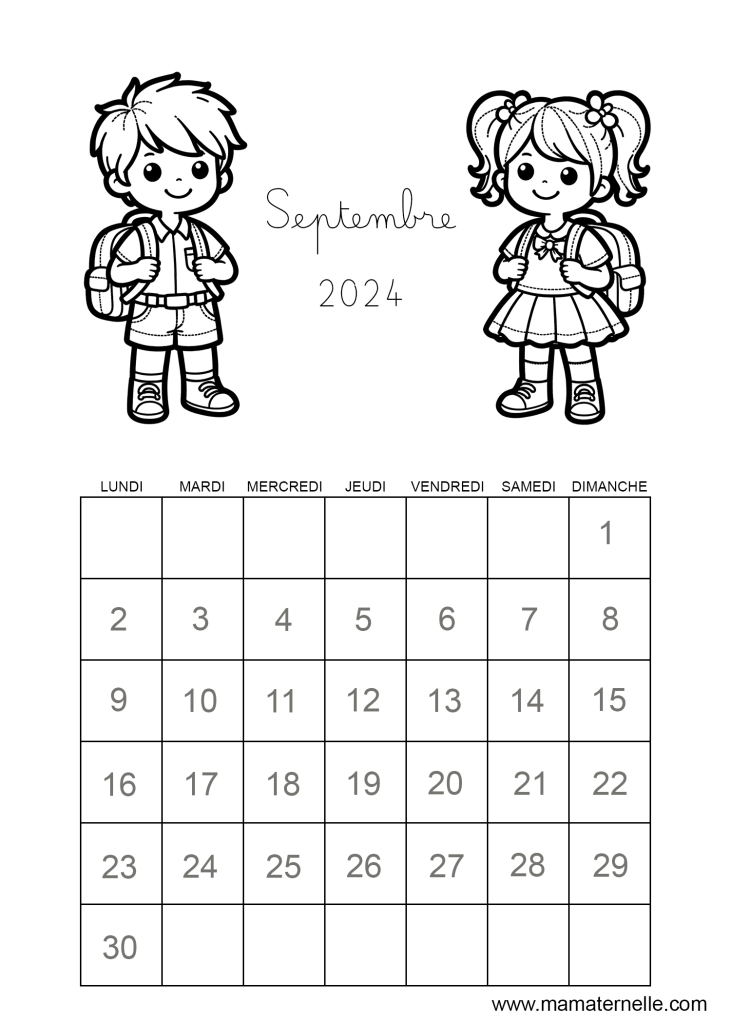 Calendriers à colorier 20242025 Ma Maternelle