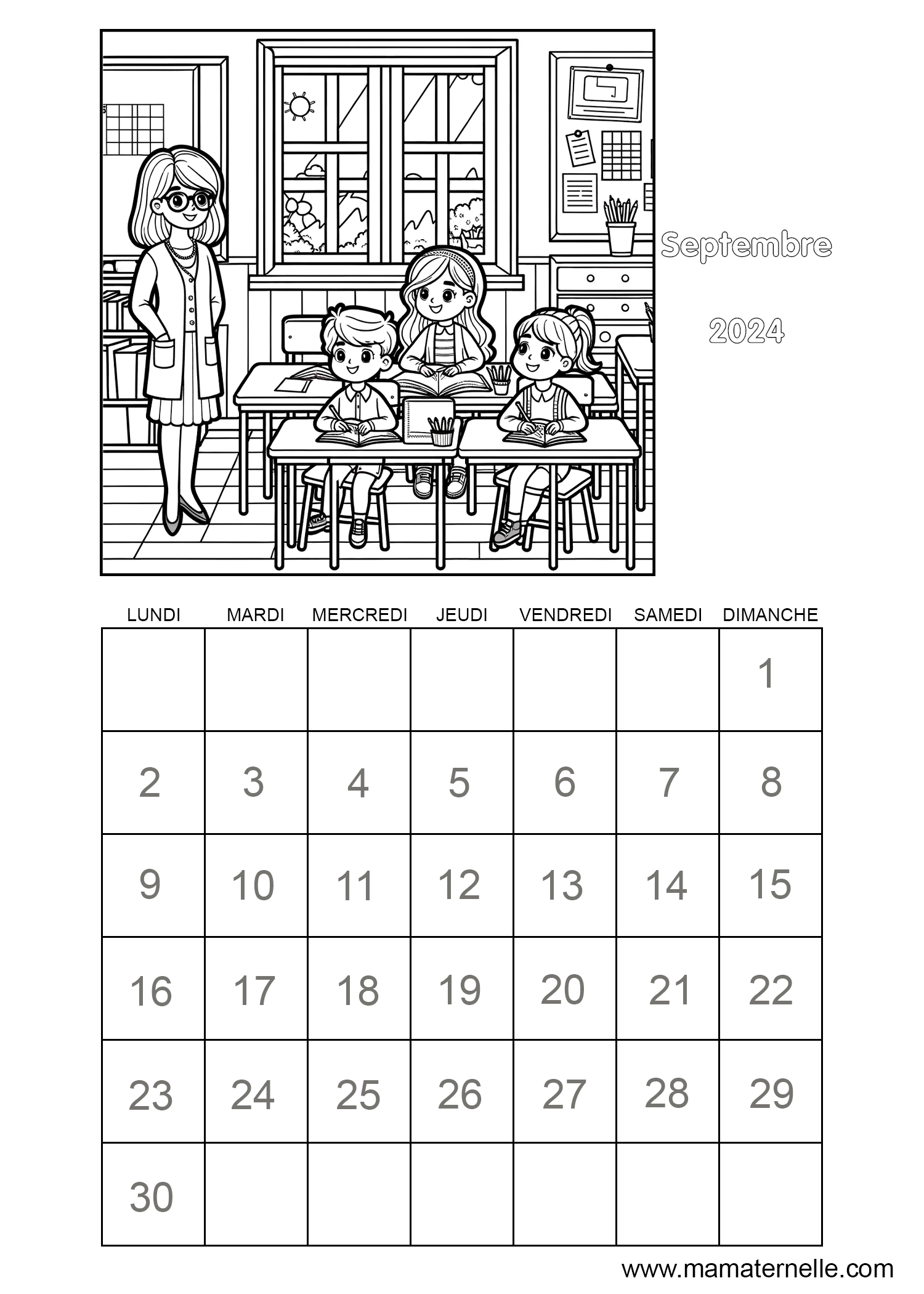 Calendriers colorier 2024 2025