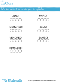 Grande section - Lettres : colorier les syllabes