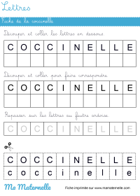 Petite section - Lettres : fiche de la coccinelle