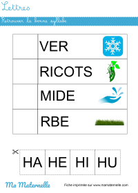 Grande section - Lettres : colorier les syllabes