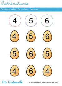 Petite section - Mathématiques : entourer selon la couleur