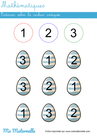 Grande section - Mathématiques : entourer selon la couleur