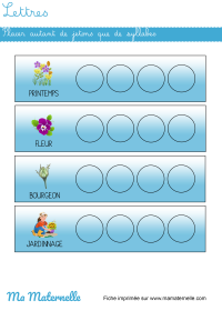 Grande section - Lettres : retrouver la bonne syllabe