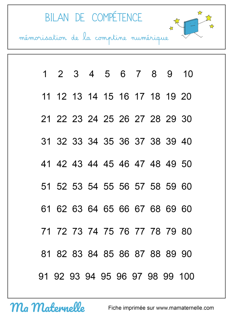 Activités - Bilan de compétence : comptine numérique