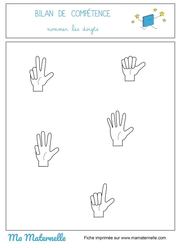 Activités - Bilan de compétence : nommer les doigts