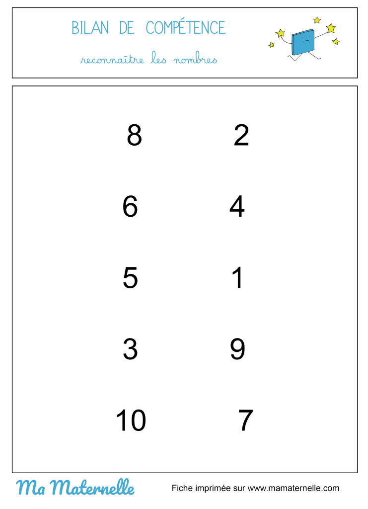 Activités - Bilan de compétence : reconnaitre les nombres