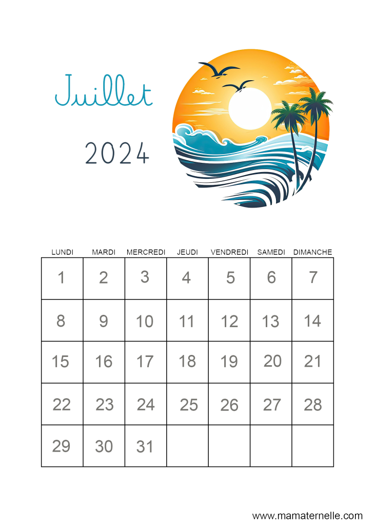 Activités - Calendrier Juillet 2024